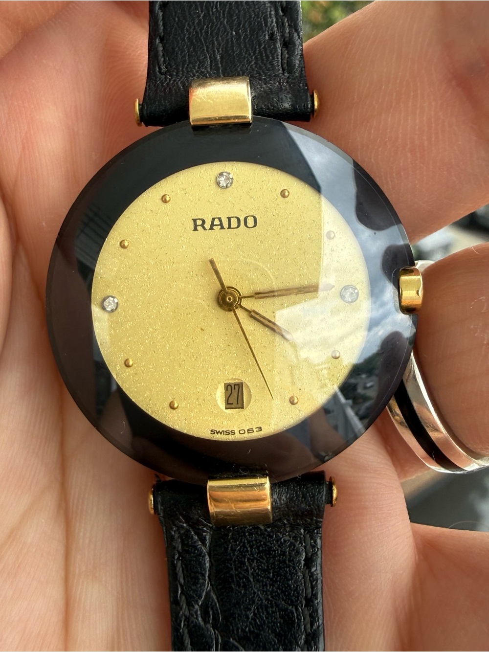 Rado Black Ceramic Case with Gold Dial Ladies Watch 30mm